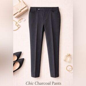 Ralph Lauren Women's Straight Leg Dress Pants in charcoal